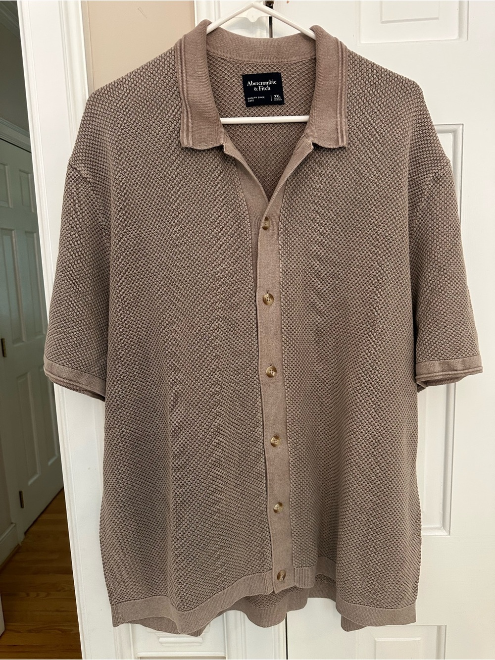 Abercrombie & Fitch Men's Taupe Knit Polo - Neutral Brown Tone